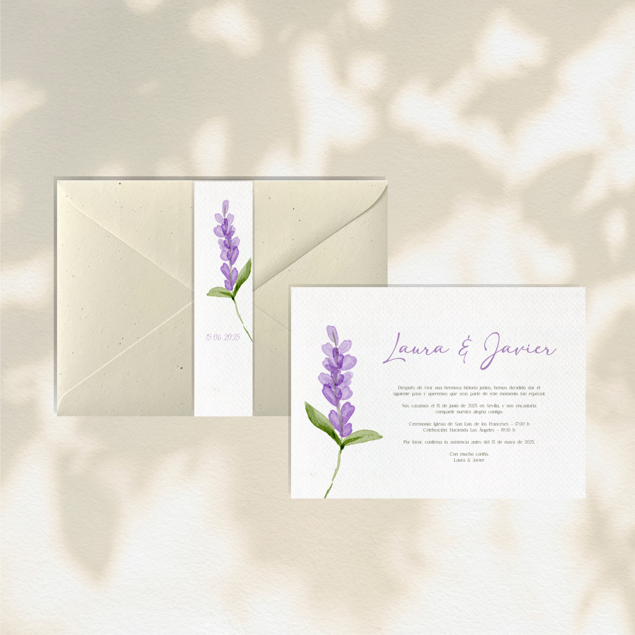 Invitación Laurent - Invitaciones de boda florales prediseñadas