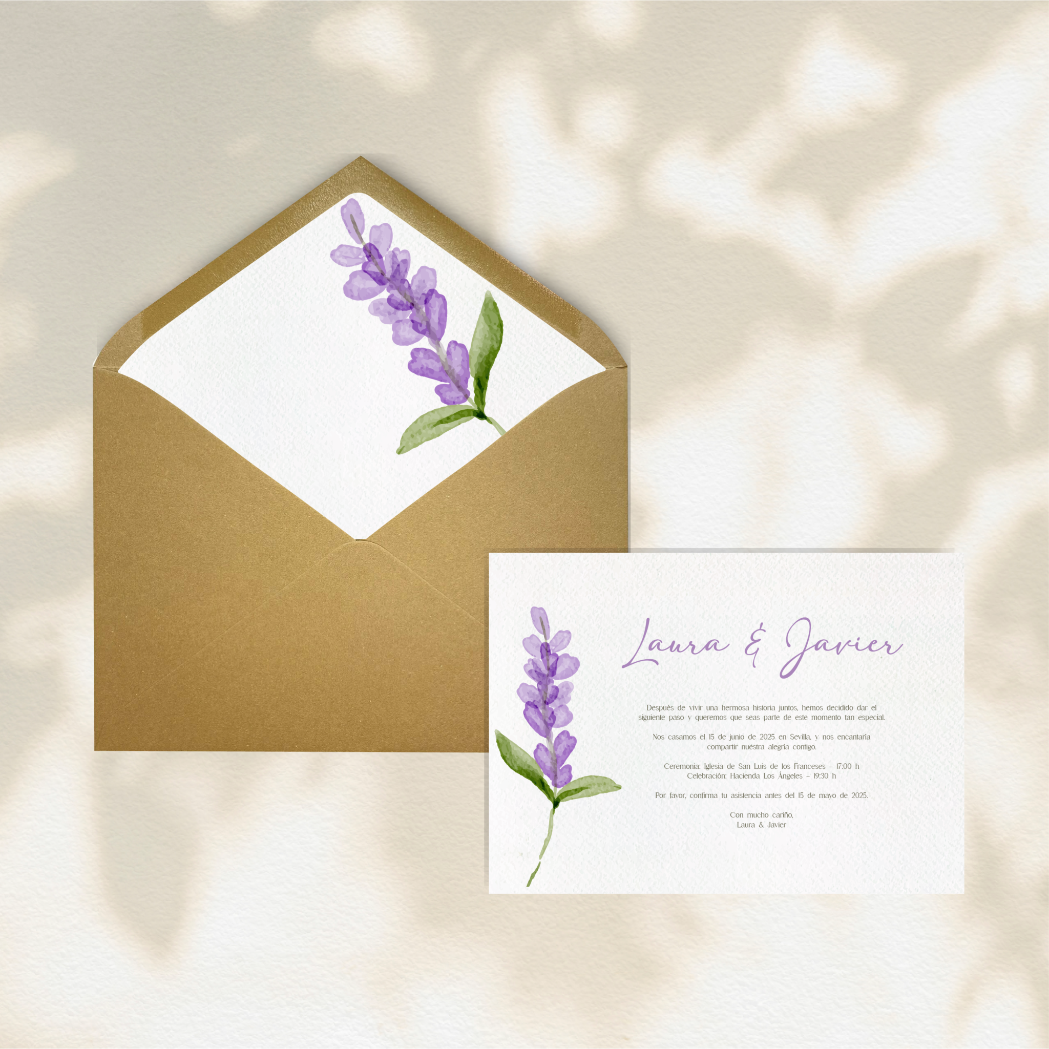 Invitación Laurent - Invitaciones de boda florales prediseñadas