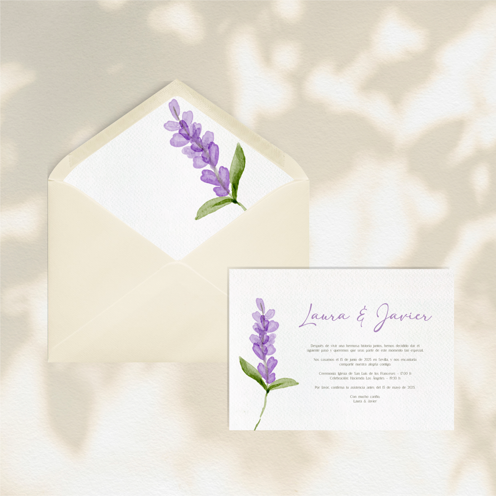 Invitación Laurent - Invitaciones de boda florales prediseñadas