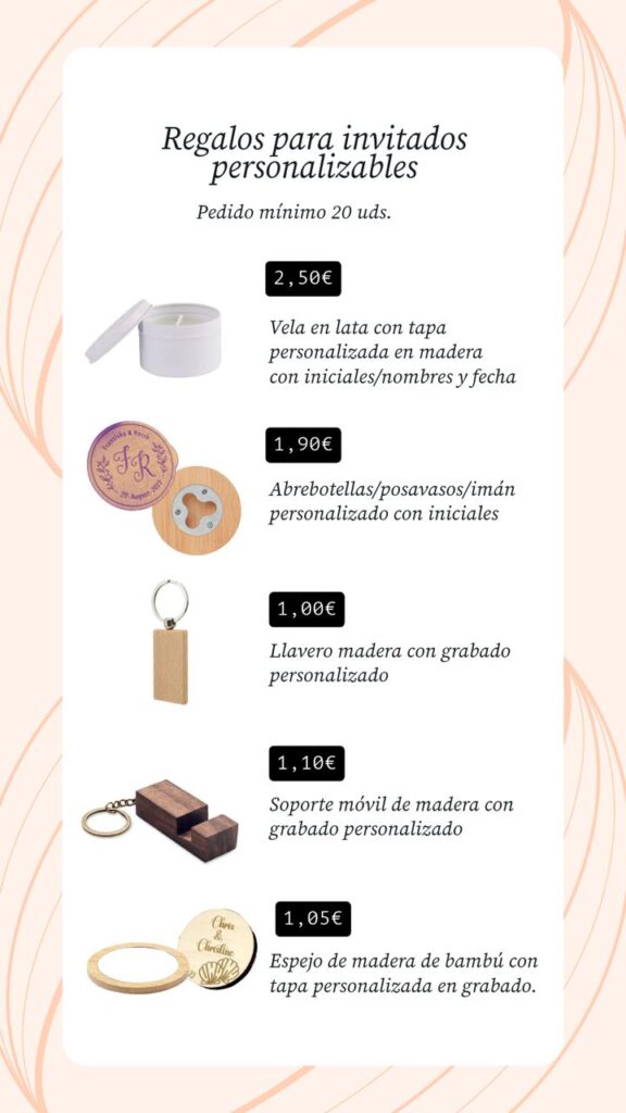Regalos de boda personalizados para invitados